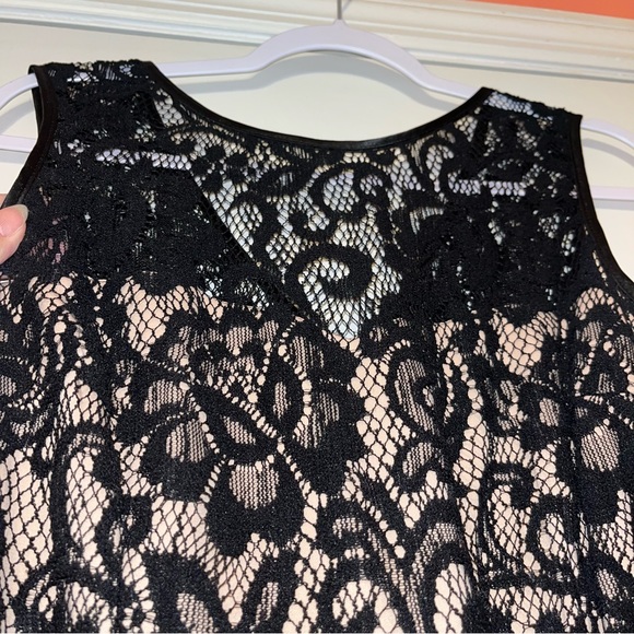 Betsy & Adam Sleeveless Lace Overlay Gown - Picture 6 of 16